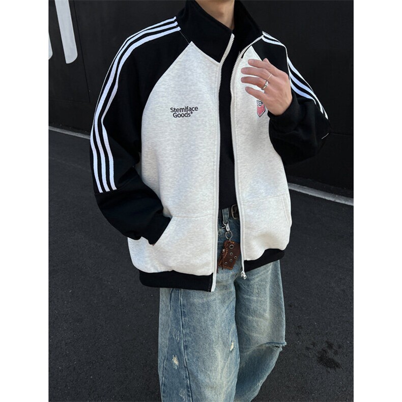 美式立领运动刺绣外套男xh93-特p75,男装卫衣,电商B367