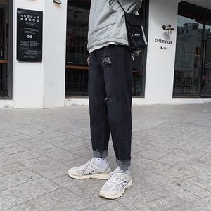 港风春季新款男士休闲百搭破洞牛仔裤韩版潮流百搭裤子7102-P35图片