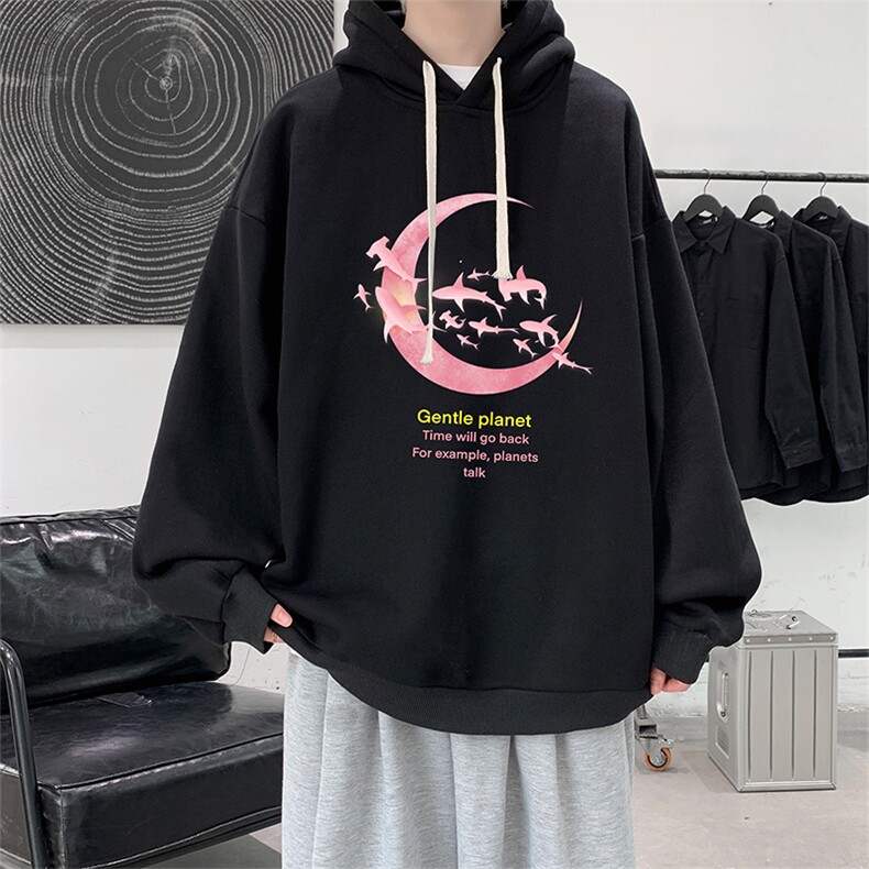 WY2209-P35 加绒款-P40 纯棉连帽卫衣男大码运动帽衫宽松薄外套男图片