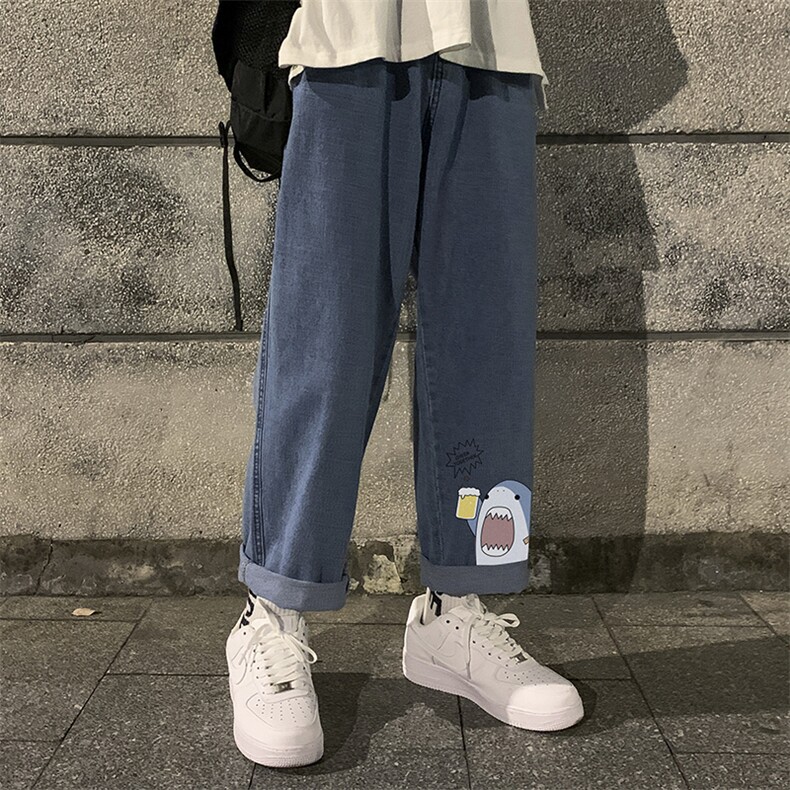 NK44137-P38直筒牛仔裤男士大码宽松九分裤男休闲长裤子男,男装牛仔裤,电商A040
