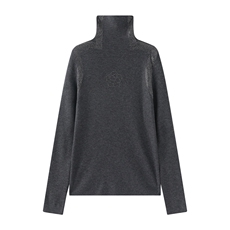 2025时尚百搭通勤简约休闲烫钻山茶花高领套衫，女装针织衫/毛衣，暖烁特种纱工厂店