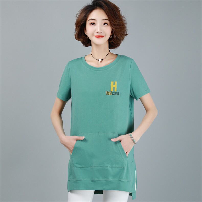 T恤2021年夏季时尚潮流舒适简约个性中长款短袖，女装T恤，丽影随形