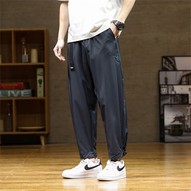 港风冰丝裤M-8XL夏季大码束口透气速干冰丝长裤109-K2299-P50，男装休闲裤，星座109