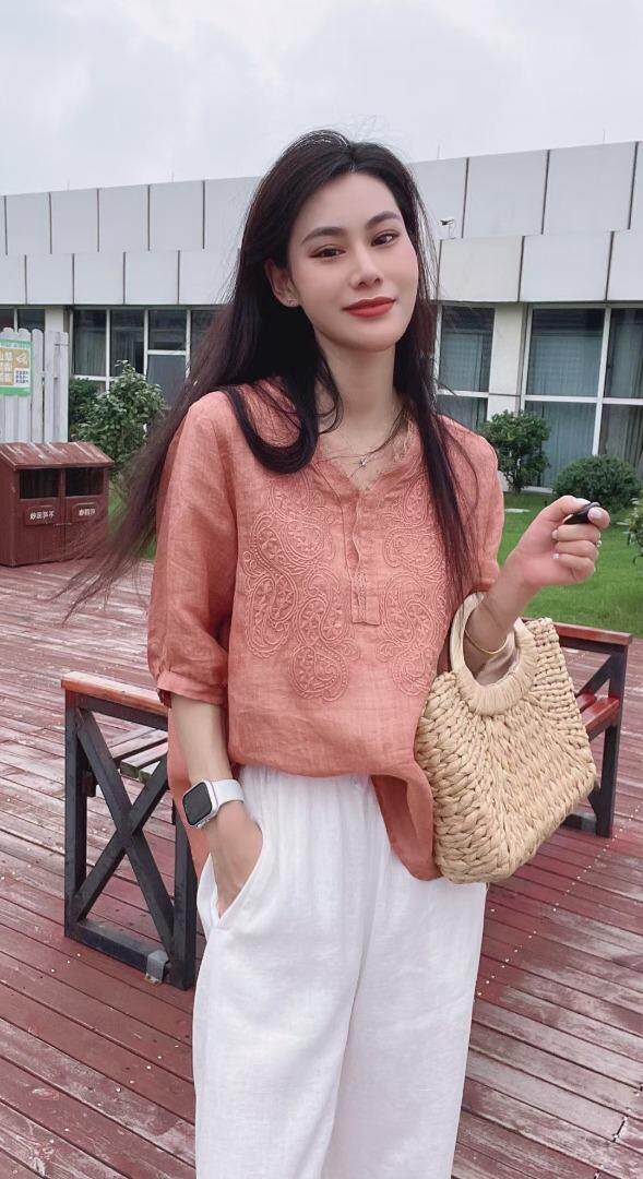 纯苎连衣裙小衫裤子裙子衬衣 时尚风 风淑女风休闲风，女装连衣裙，川哲