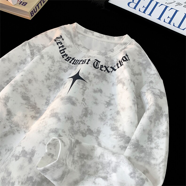 240g重磅扎染麂皮绒长袖T恤男M-5XLFSCT541P30控48，男装T恤，电商B219B