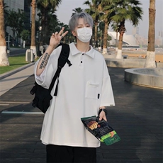 polo衫美式校园短袖男设计感小众复古日系2024翻领t恤WB269-P31，男装T恤，星座412-2