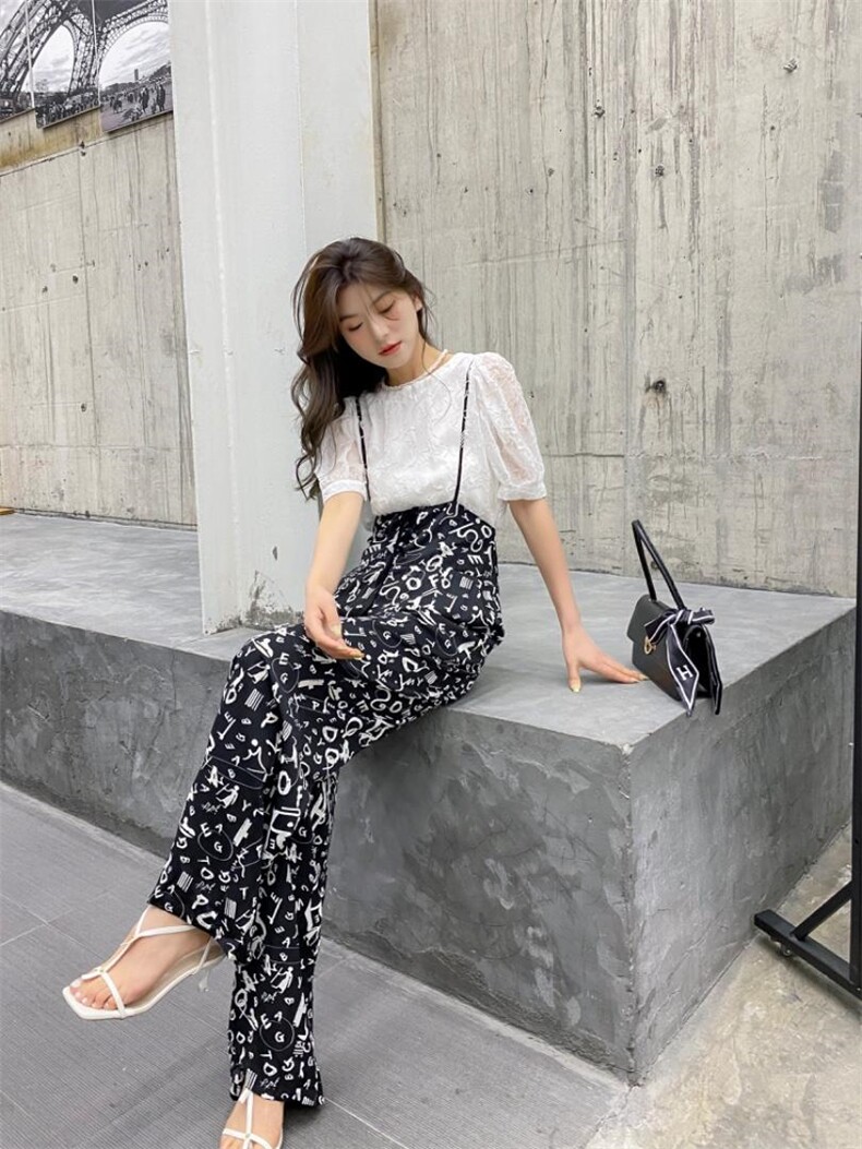 YCJ吊带直筒长裤雪纺面料，女装背心吊带，YCJ