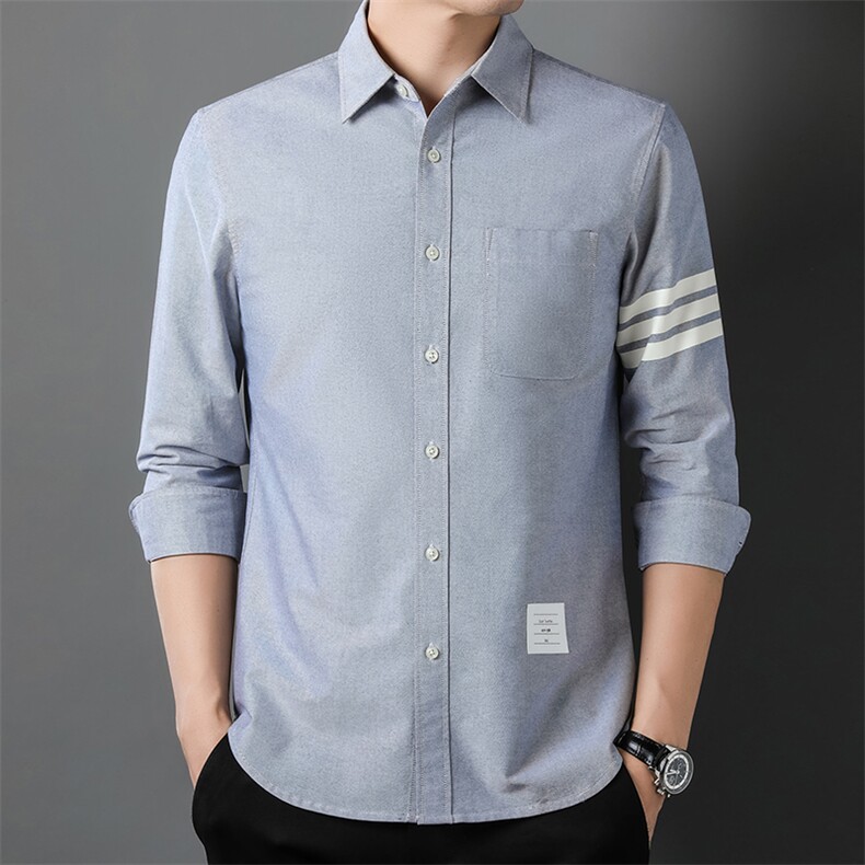 成衣水洗高货40支双股牛津纺纯棉精品男士长袖衬衣，男装衬衫，钱塘207-1