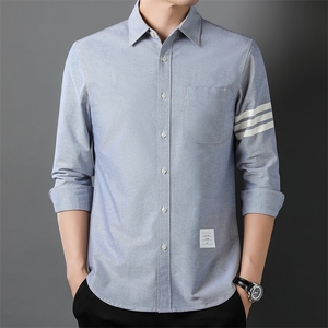 成衣水洗高货40支双股牛津纺纯棉精品男士长袖衬衣,男装衬衫,钱塘207-1