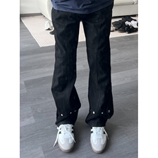 【有货】排扣牛仔裤男夏季美式vibe风裤子高街直筒微喇C112LL-P50，男装牛仔裤，星座1007（原301D）