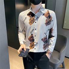 312A-5-137-P55社会小伙韩版潮流衬衫休闲修身上衣A，男装衬衫，星座312A-5