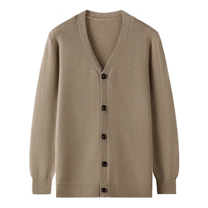 2025百搭时尚简约深v领羊毛开衫,男装羊绒套衫,忠诺羊绒