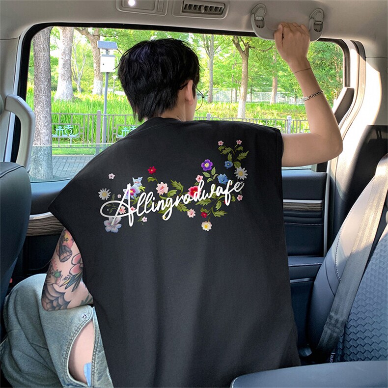 可48小时发货支持抖音得物来样二开240克重磅美式纯棉背心无袖t恤，男装T恤，电商A486-1