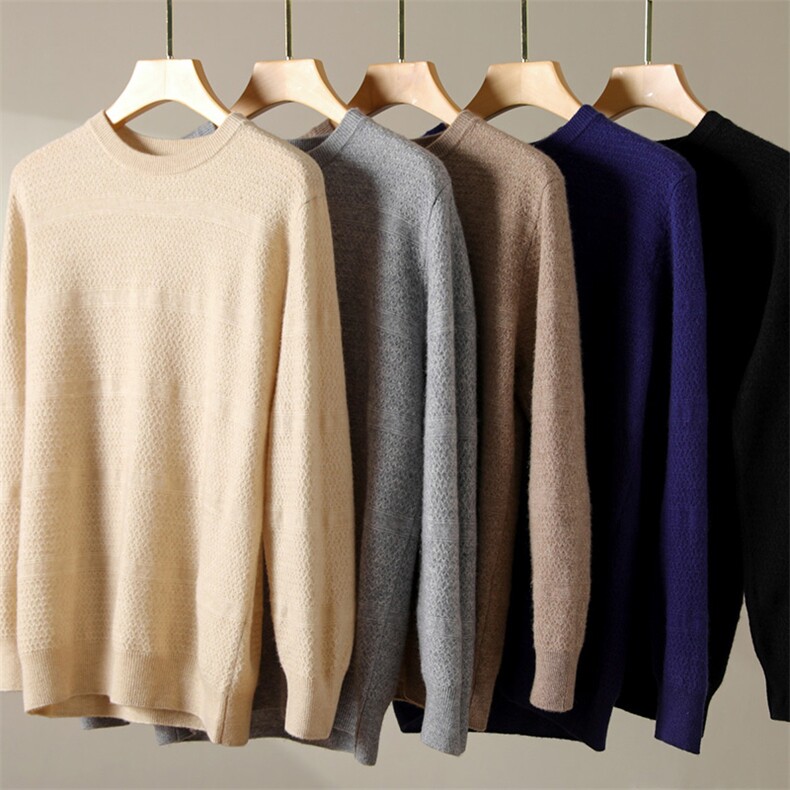 时尚男士秋冬款简约百搭羊绒套头衫舒适保暖经典黑色设计,男装羊绒套衫,奥千羊绒
