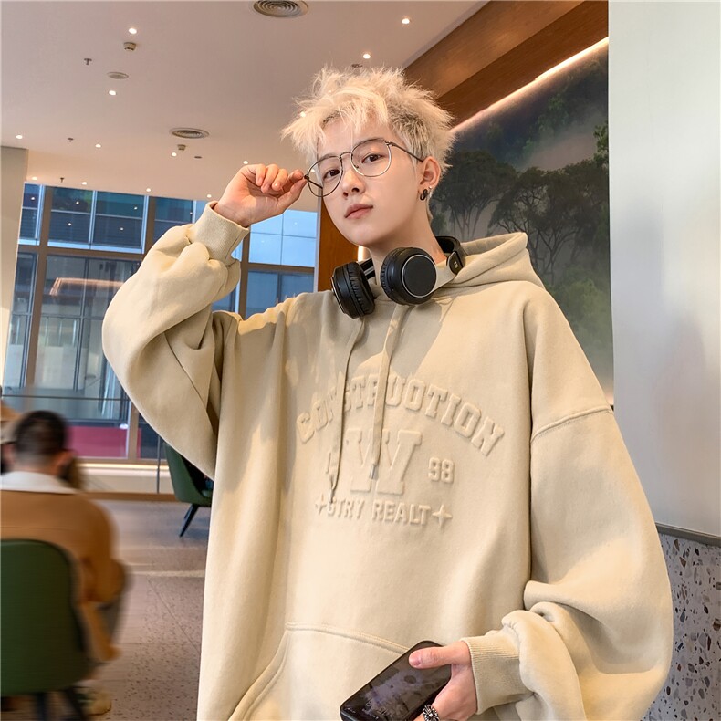 抖音直播供货2025春装新款美式硅胶厚板棉连帽卫衣A158-WY611-55,男装卫衣,电商A158