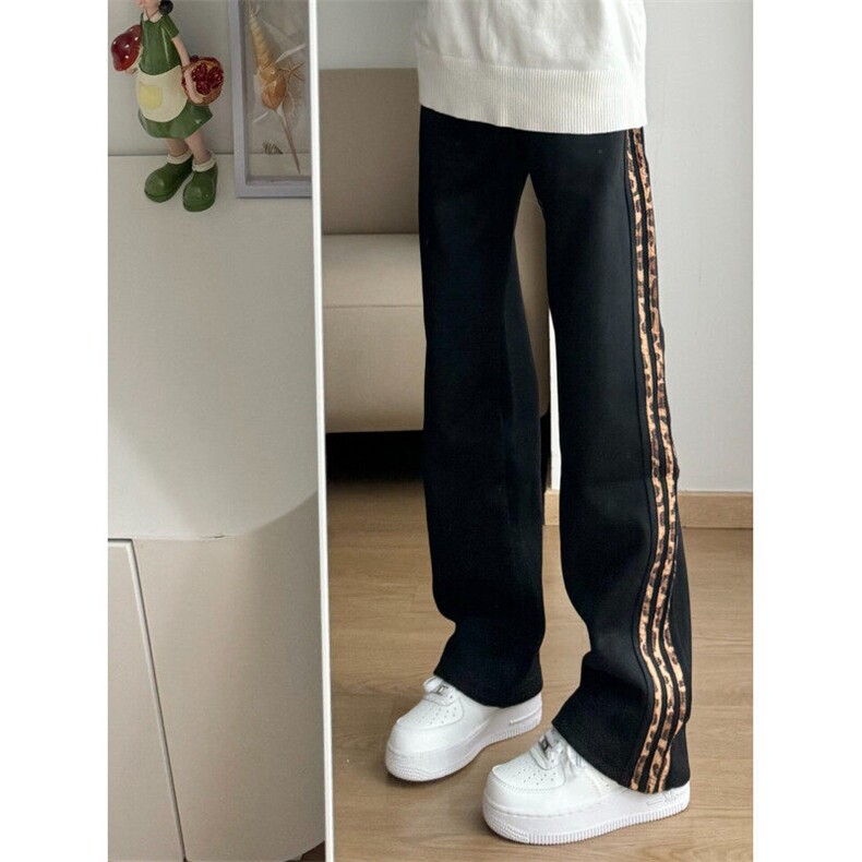 【有货】JRK83CC-特P45加绒豹纹三条杠裤子男加厚条纹卫裤,男装休闲裤,星座1007（原301D）