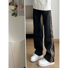 【有货】JRK83CC-特P45加绒豹纹三条杠裤子男加厚条纹卫裤，男装休闲裤，星座1007（原301D）