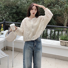 现货米杏色超好看时尚防晒蕾丝女2025早春新款韩版小个子别致上衣，女装短外套，欧米莱