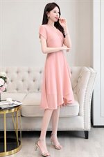 连衣裙2021年夏季减龄显瘦收腰潮流韩版短袖，女装连衣裙，阿菲诺依