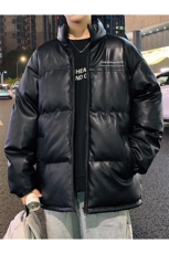 港风潮牌新款亮皮防水立领棉服潮流保暖棉衣M083S-P100控139，男装棉衣，星座717