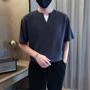 夏打底衫纯色百搭纯色圆领T恤短袖社会小伙A236-82558-特P38图片
