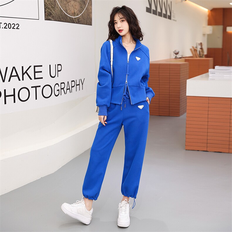 2022年春装新款克莱因蓝休闲运动服卫衣套装女网红两件套,女装套装/套裙,瑶迪依秀