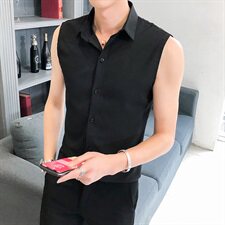 B302CS203特2021夏装新款男士无袖衬衫衬衣跑量神器，男装衬衫，电商B216（原B302）