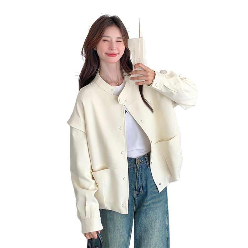 新品乳白色小个子棒球服外套女2C052-6611-P135-K188,女装短外套,2C052