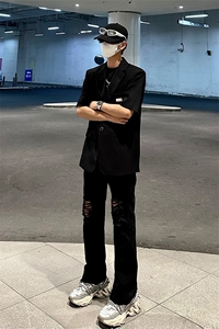 美式高街ins小众破洞牛仔裤货号K751P60图片