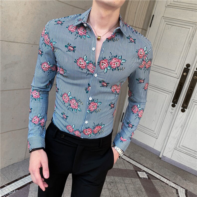 312A-932-P55新款社会精神小伙长袖衬衫男时尚帅气夜店衬衣-首1,男装衬衫,星座312A-5
