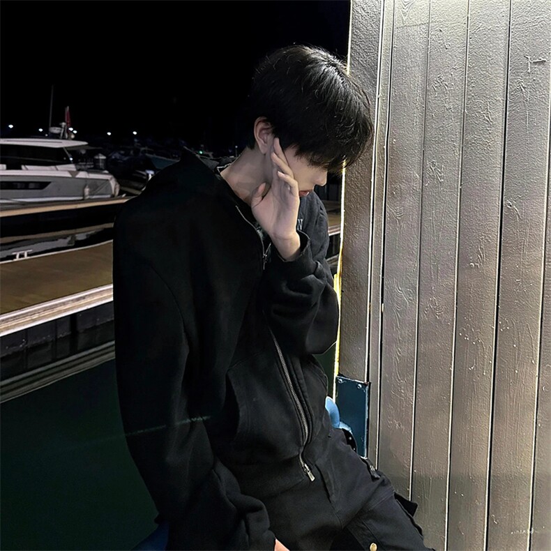 抖音得物高品质二开25秋冬美式重磅宽松结构设计连帽卫衣外套W78,男装卫衣,电商A486-1