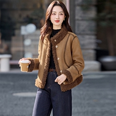 （现货）XBL新款2025年冬季保暖皮毛一体羊羔毛大衣性价比高送包，女装羽绒服，欣贝拉