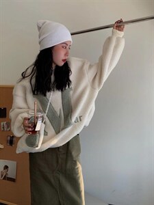 配包羊羔毛字母卫衣 加绒,女装卫衣/绒衫,MJJ