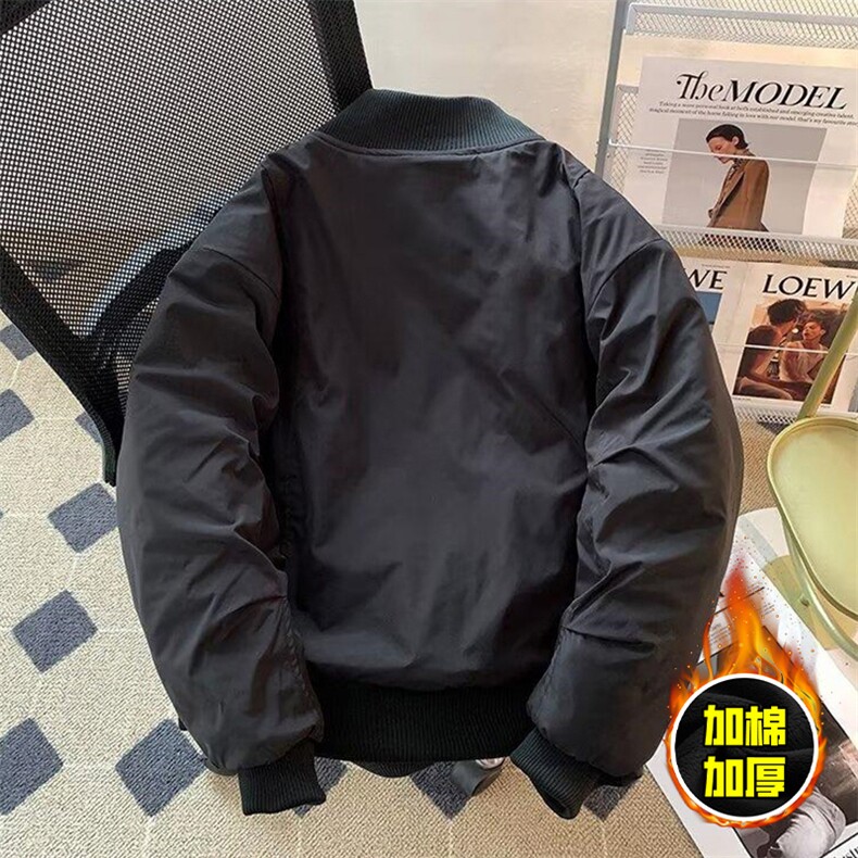 现货冬季美拉德立领飞行夹克廓形高街棒球服加棉加厚棉衣外套,男装夹克,电商A486-1