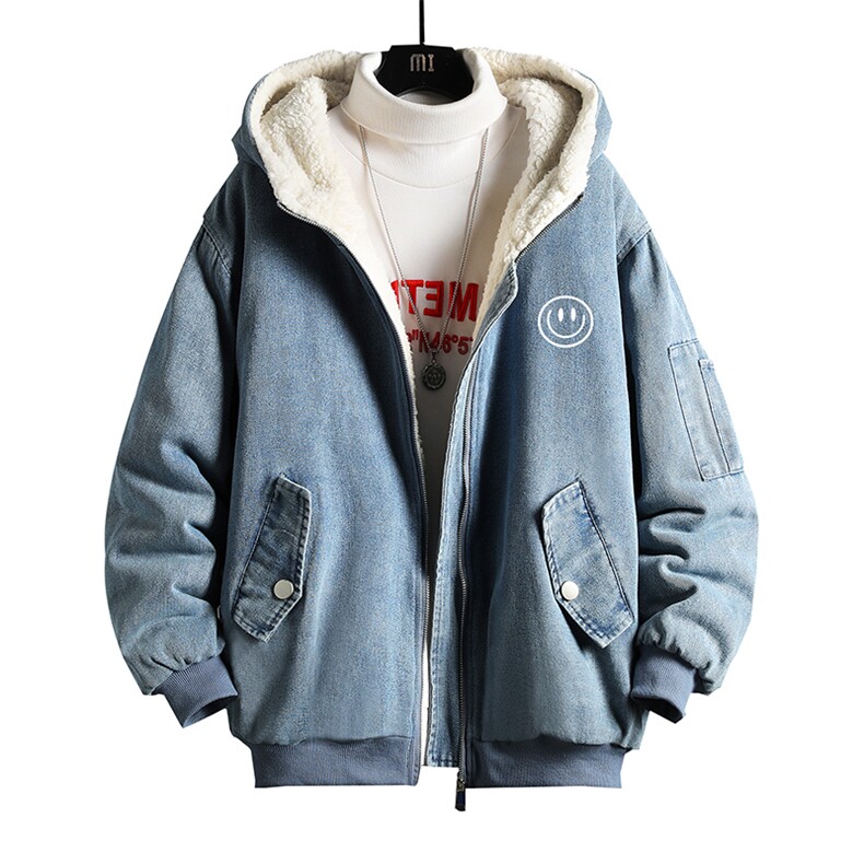 NM53224-P140牛仔外套男大码加厚加绒衣男羊羔毛服男网格,男装棉衣,电商A040A