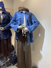 抓绒磨毛牛仔衬衣，其它，莎奈儿