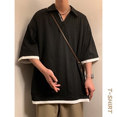冰氧仿短袖港风暖光体恤夏季百搭纯色POLO衫男上衣TC3145-P35，男装Polo衫，星座717