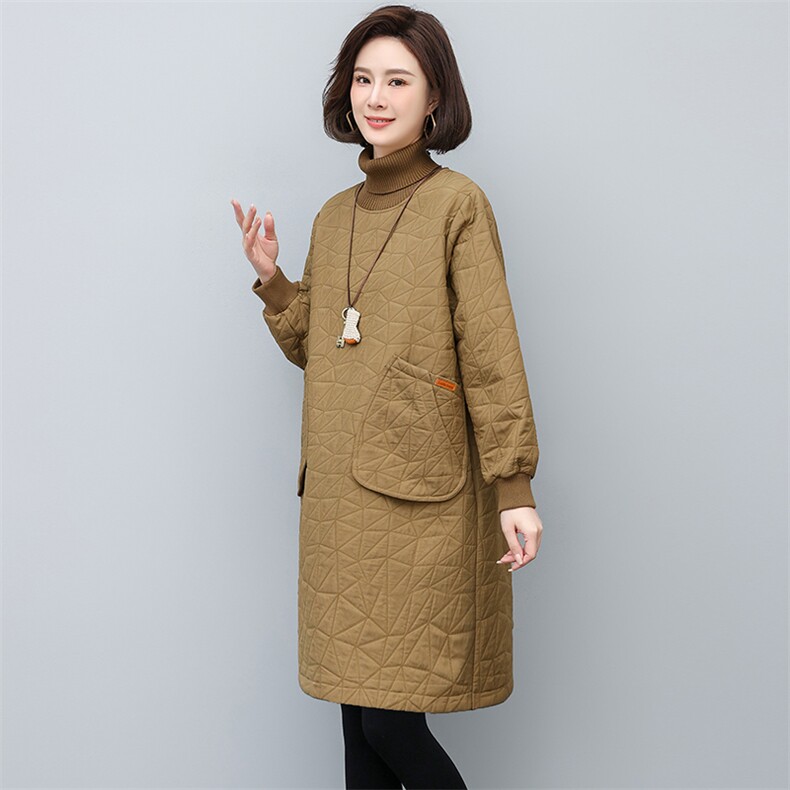 2022年冬季新款连衣裙女中长款加绒加厚妈妈大码宽松,女装连衣裙,忆绮罗
