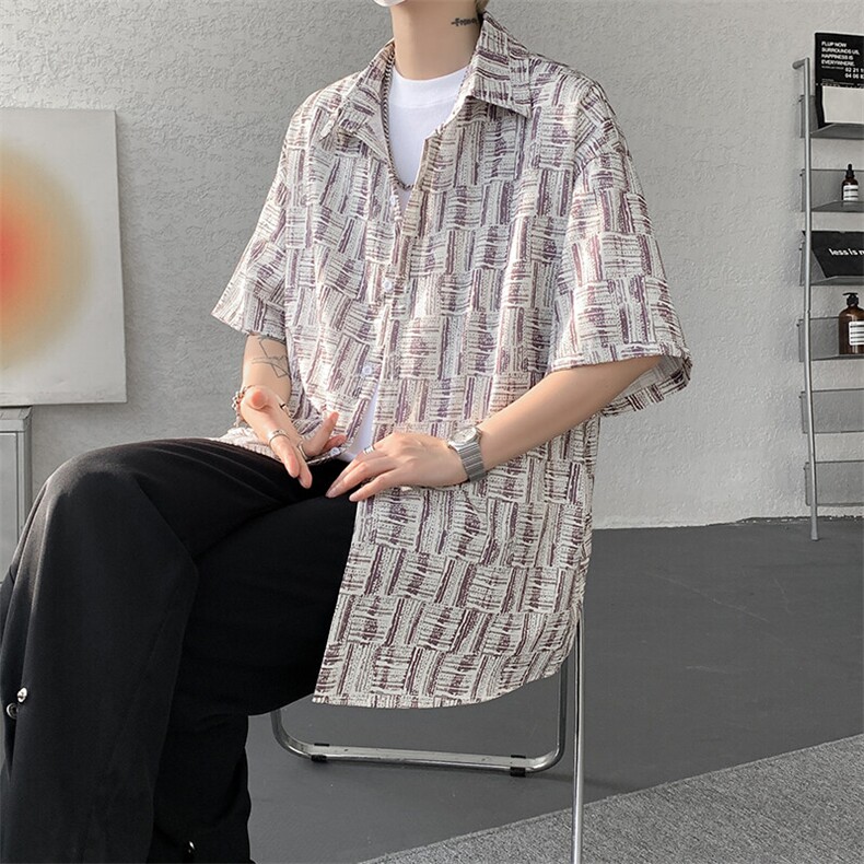 8XL-M花衬衫男款短袖夏季冰丝薄款花衬衣大码寸衫外套DC28013P38图片