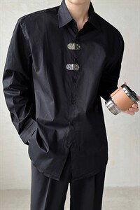2026秋款 金属扣设计感抖音直播 禁欲系小众痞帅衬衣CY20/P68控98图片