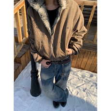 AA2184P123美式复古毛领座山雕十字架连帽棉服，男装棉衣，电商B323A