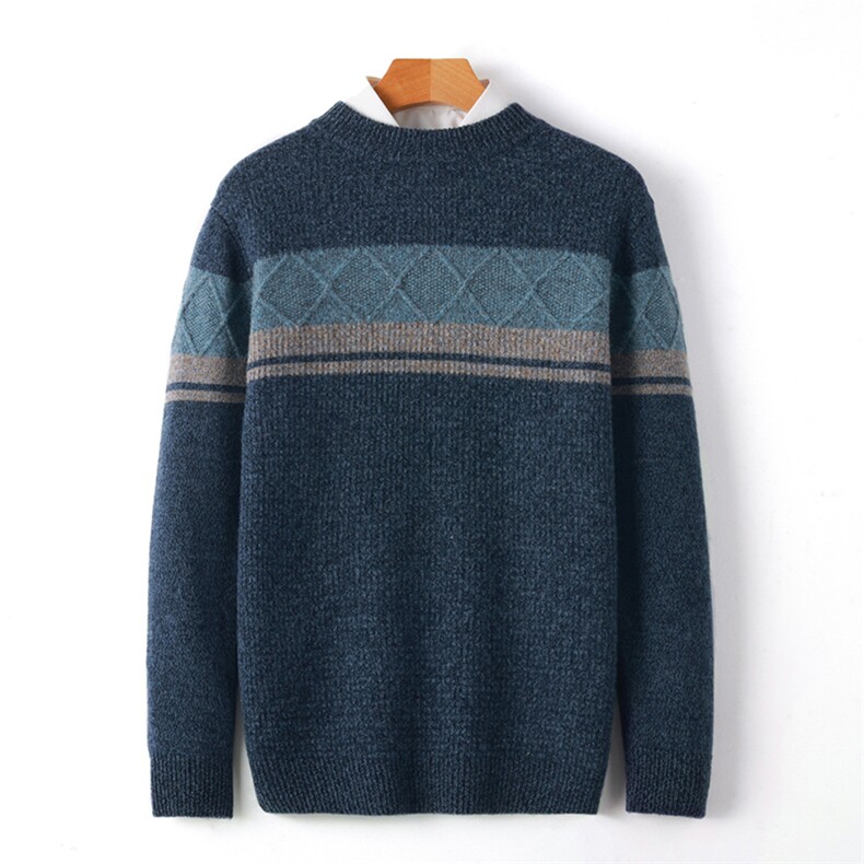 男士圆领长袖毛衣修身针织衫男装羊毛上衣，男装羊毛衫，琳华羊绒