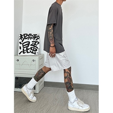 夏季痞帅冰丝薄款褶皱五分裤男高级感潮短裤DK2202特批25控48，男装牛仔裤，星座417-3