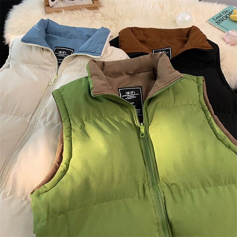 潮牌双面穿马甲男女情侣秋冬季加厚保暖棉服无袖,男装背心/马甲,星座410-6（原星座1304-1）