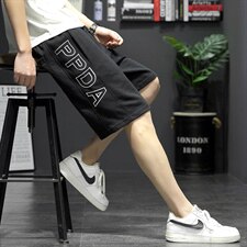 2021夏季新灰墙日系大码男休闲字母刺绣卫裤绣花短裤K2037-P35，男装休闲裤，电商A001
