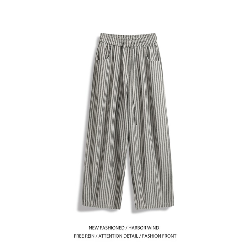 抖音品质秋季新款潮流条纹宽松阔腿休闲裤B315-K25619-特p40控78,男装休闲裤,电商B315
