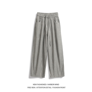 抖音品质秋季新款潮流条纹宽松阔腿休闲裤B315-K25619-特p40控78