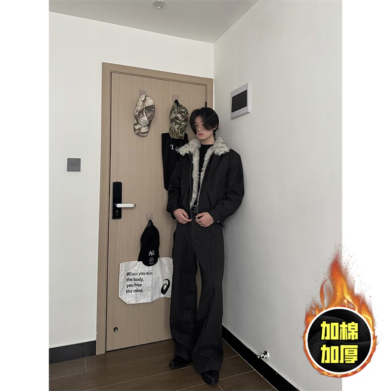 现货高品质美式高街重磅狼王座山雕毛毛领棉衣男女加厚棉服冬外套，男装棉衣，电商A486-1