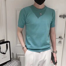 男春季潮韩版宽松百搭情侣冰丝短袖针织衫S251P35，男装针织衫/毛衣，星座1116-2