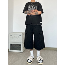 纯棉水洗工装裤七分裤短裤休闲裤A014-DY25262-P50控68，男装牛仔裤，电商A014